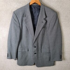 Vintage Zagato Jacket Mens 40R Black White Check Wool Tweed Blazer 2 Btn Coat